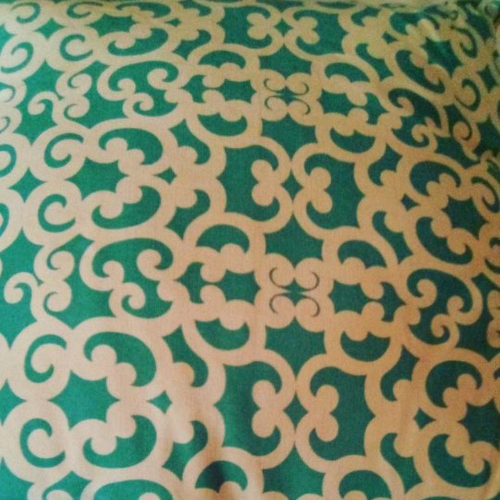 Set of 3 -16" aqua and ivory scroll design throw pillows zip up covers over pill